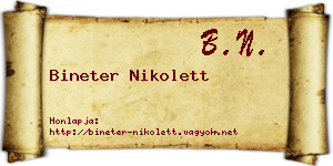 Bineter Nikolett névjegykártya